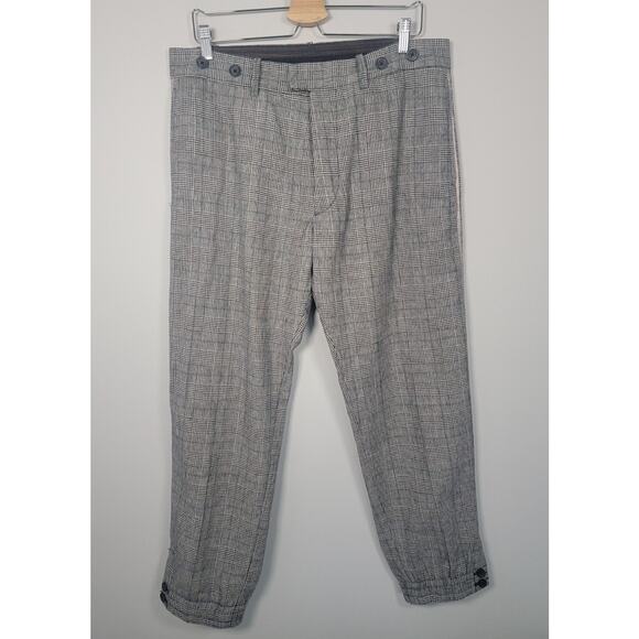 Diesel Ankle Pants Mens 32 Wool Blend Houndstooth Button Cuff Gray - Picture 1 of 10